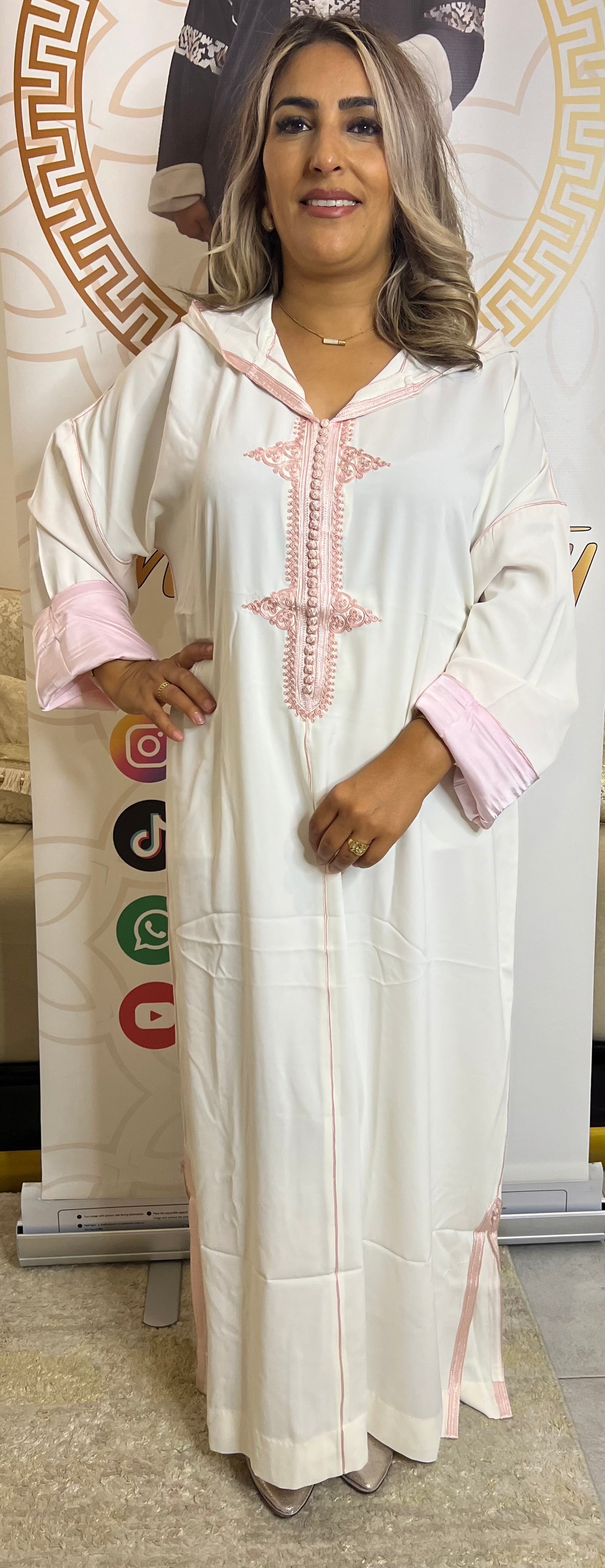 JELABA doublure blanc rose